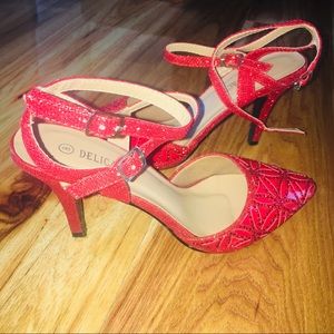 Red heels with rhinestones